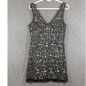 Bebe Black Sequined Cocktail Party Mini‎ Dress Lined Glam Flapper Size Small NWT